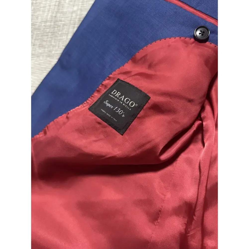SuitSupply Sienna Jacket 42L Blue Drago Wool Super 130s Blazer Sport Coat EUC